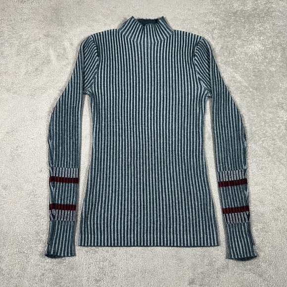 Smartwool Sweater Womens Small Green Dacono Mock Neck Knit Sweatshirt Wool Blend - Picture 1 of 12